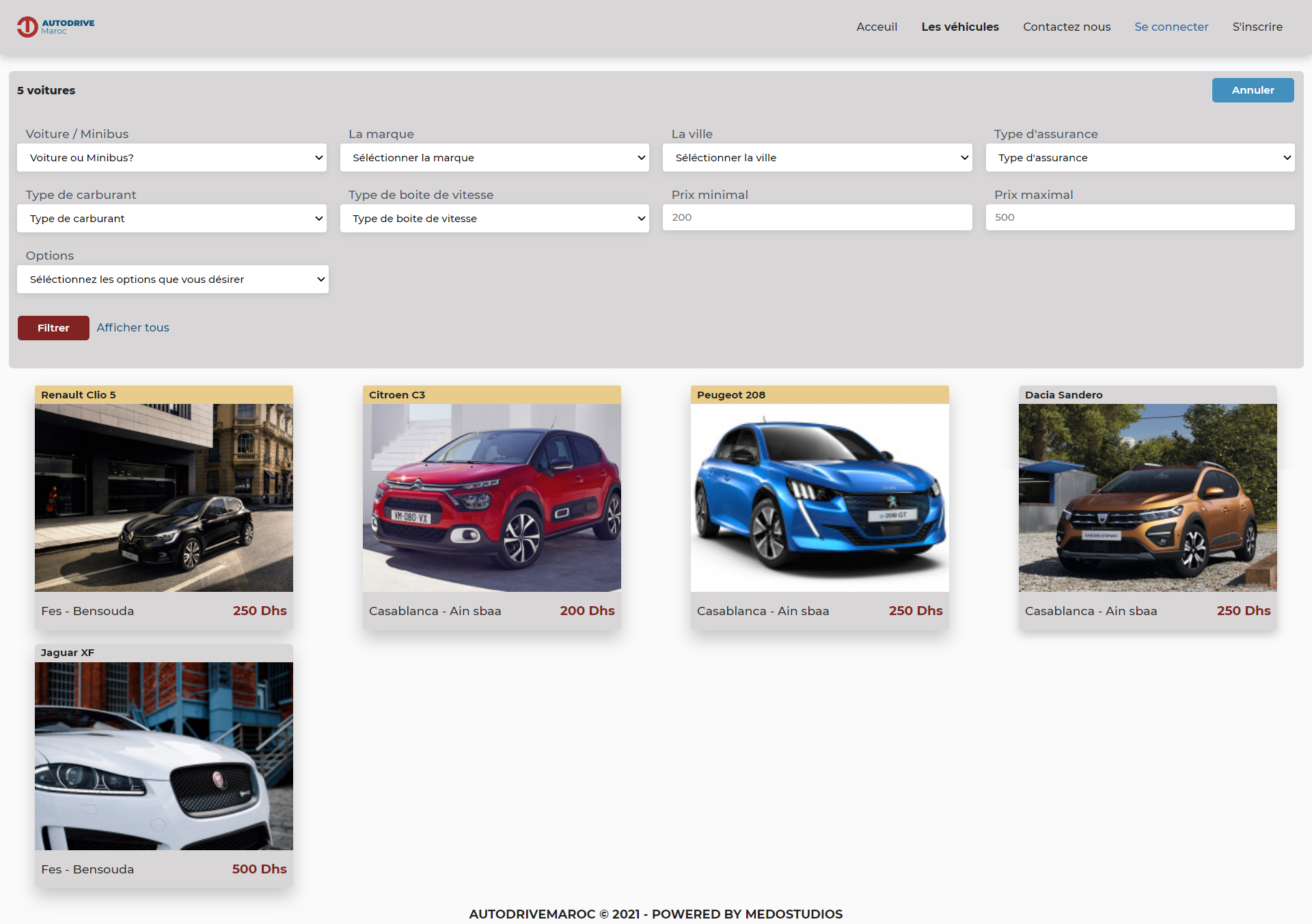 autodrivemaroc.com vehicles filter